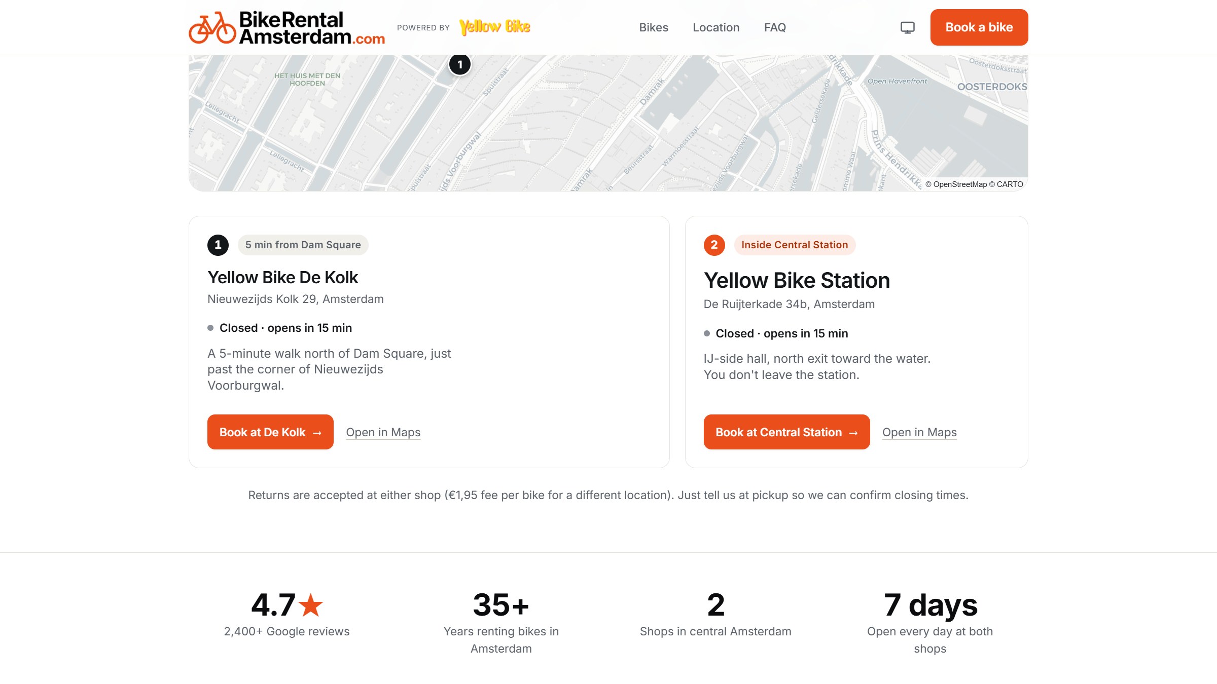 De twee winkellocaties met live openingsstatus